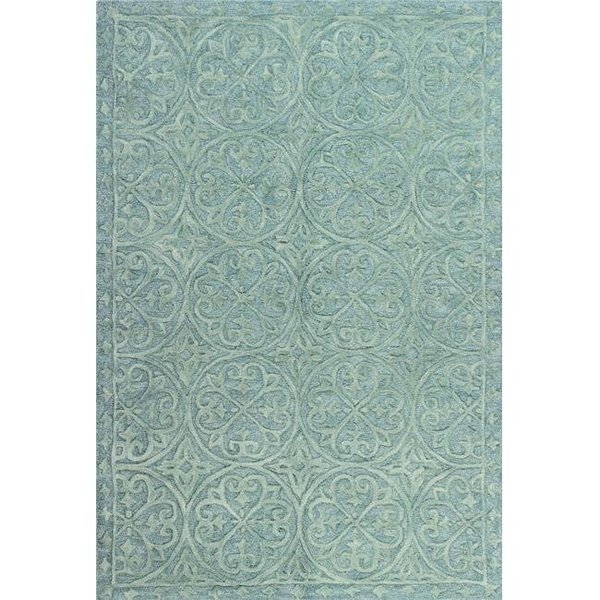 Bashian Bashian R130-TE-2.6X8-LC157 Verona Collection Floral Transitional 100 Percent Wool Hand Tufted Area Rug; Teal - 2 ft. 6 in. x 8 ft. R130-TE-2.6X8-LC157